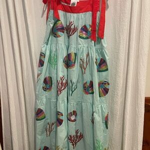 QUEEN OF SPARKLES Aqua & Coral Tie Maxi Dress